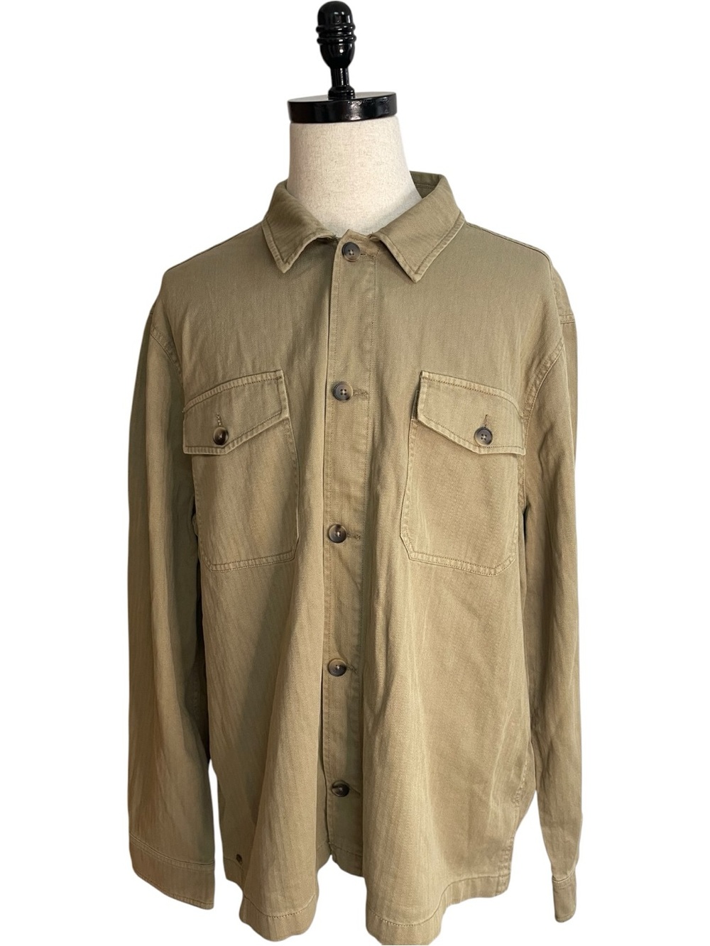 UNTUCKit Chadwick Herringbone Button Down Overshirt Tan